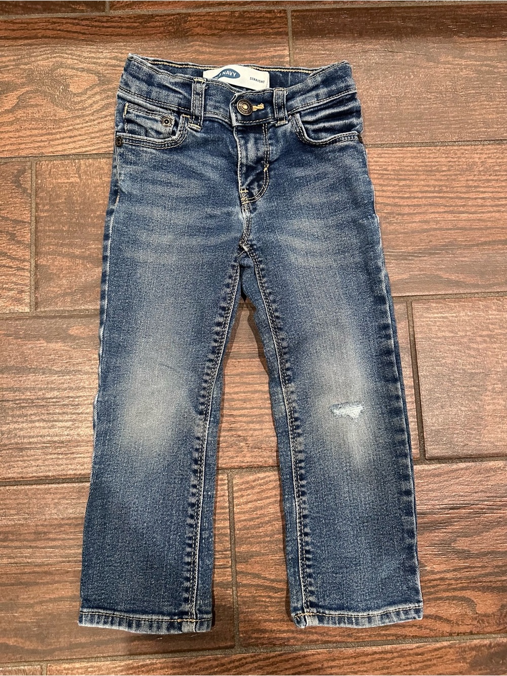 Old Navy Girls Medium Blue Straight Jeans with Light Distress